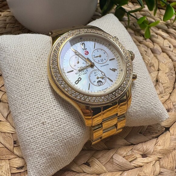 Michele Gold Women's Watch with White Dial